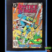 Justice League / International / America 14A 1st app. Lord Manga Khan, 1st app.