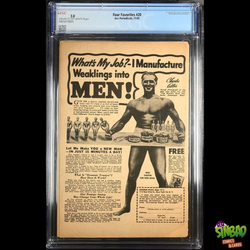 Four Favorites #20 CGC 2.0! Last appearance of Unknown Soldier