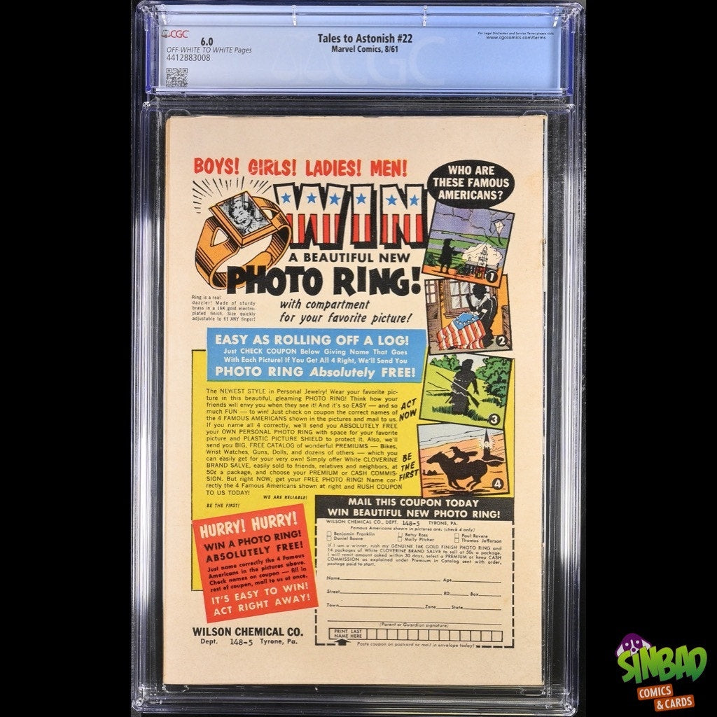 Tales to Astonish #22 CGC 6.0! Jack Kirby and Dick Ayers cover and art