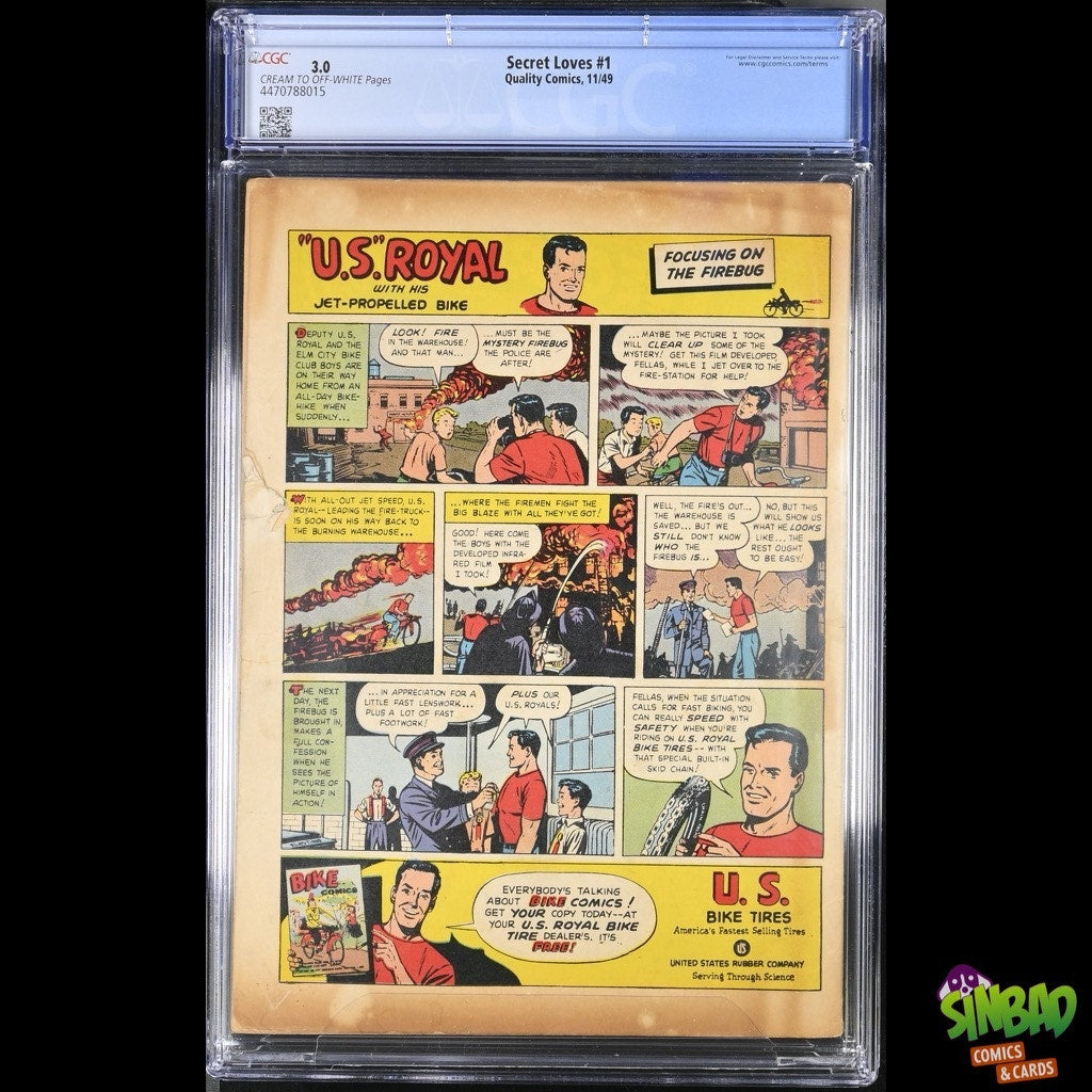 Secret Loves #1 Golden Age Romance CGC 3.0